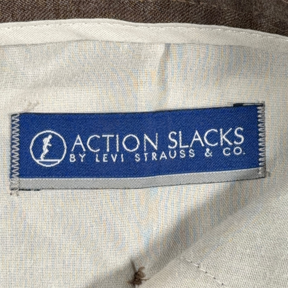 Vintage Levis Pants Mens 34x26 Brown Action Slacks Dress Polyester Altered 80s - Picture 5 of 10